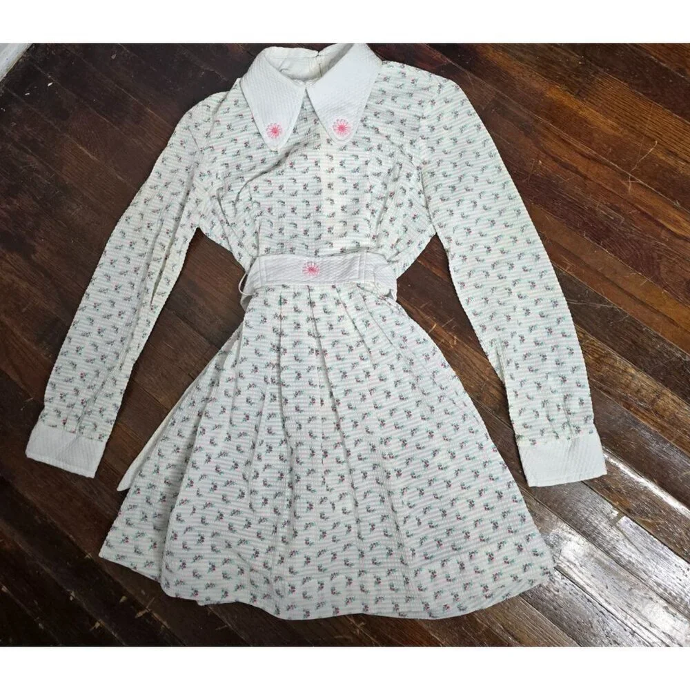 Vintage 1960s's Floral Print Tie Waist Dress